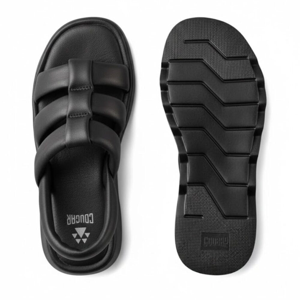 NIB Cougar Juliana Black Leather Chunky Sandals H2O SZ 8 (Runs Small - See Desc)